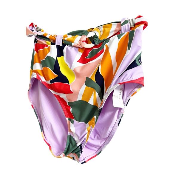 Anne Cole TROPICAL MULTI Plus High-Waist Belted Bikini Swim Bottom Size Large - Picture 3 of 11